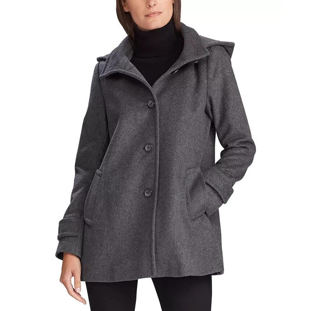 Lauren Ralph Lauren Walker Coat Button Gray Women's Size XL - Missing hood LRL - Picture 1 of 10
